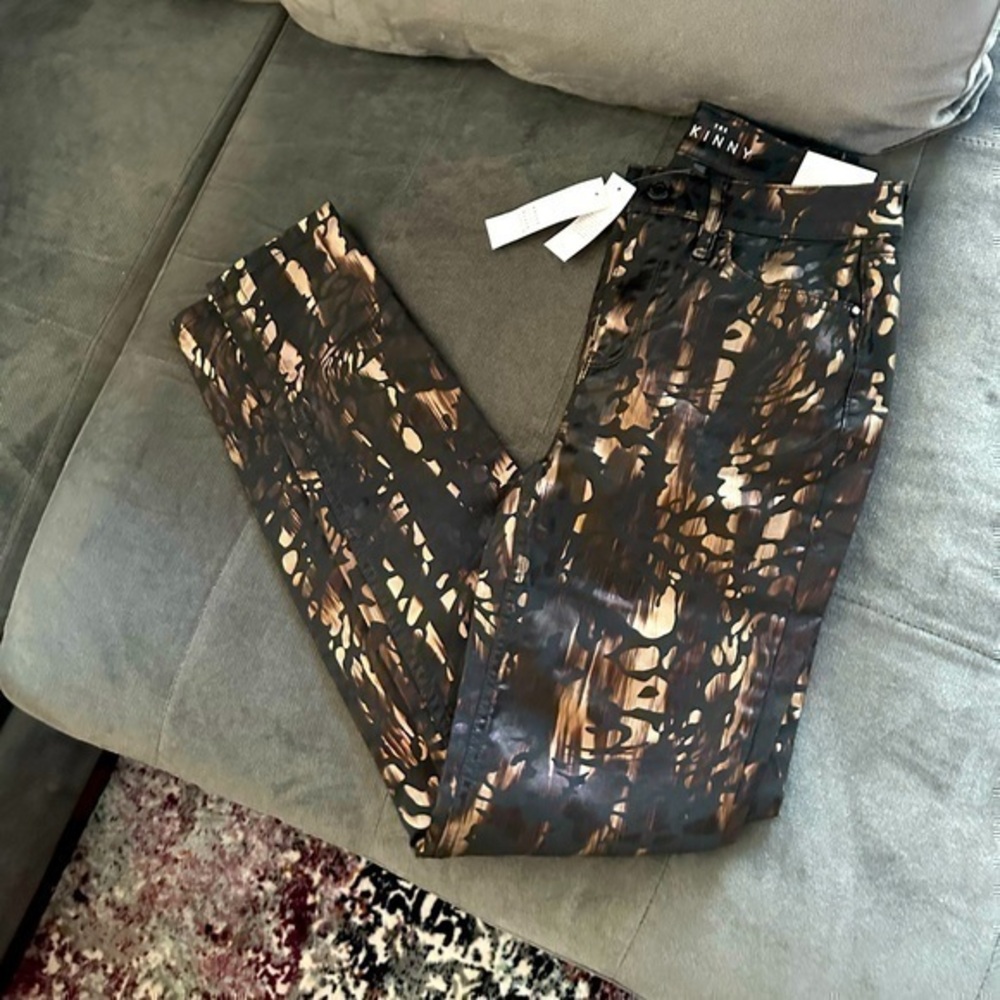 NWT Black and Metallic Gold High Rise Skinny Jeans